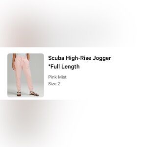 scuba high rise jogger full length size 2 color pink mist